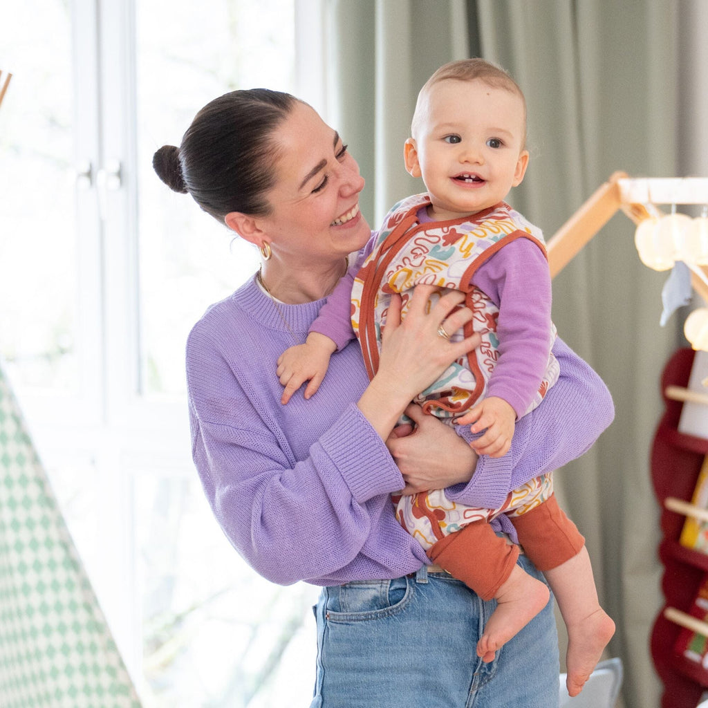 Musselin Schlafsack mit Füßen 0.5 TOG | Bunte Formen