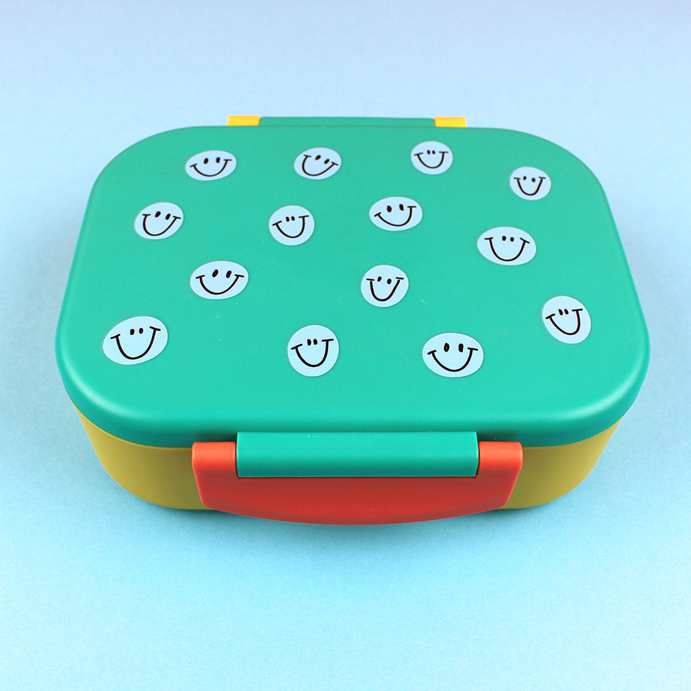 Brotdose Smile grün/ocker/hellblau