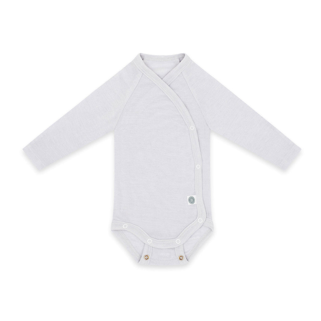 Merinowolle Langarm-Wickelbody | Essential Grau
