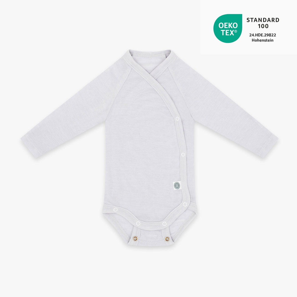 Merinowolle Langarm-Wickelbody | Essential Grau