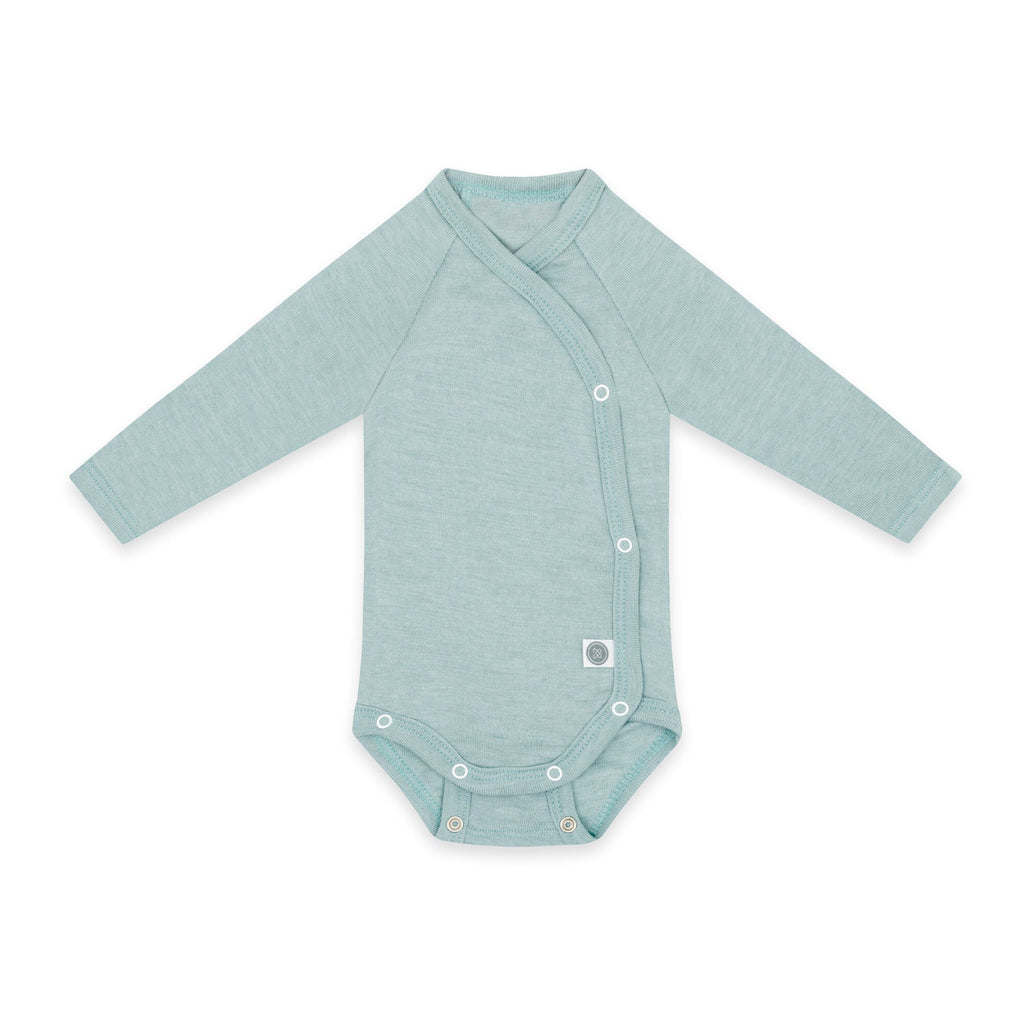 Merinowolle Langarm-Wickelbody | Essential Mint