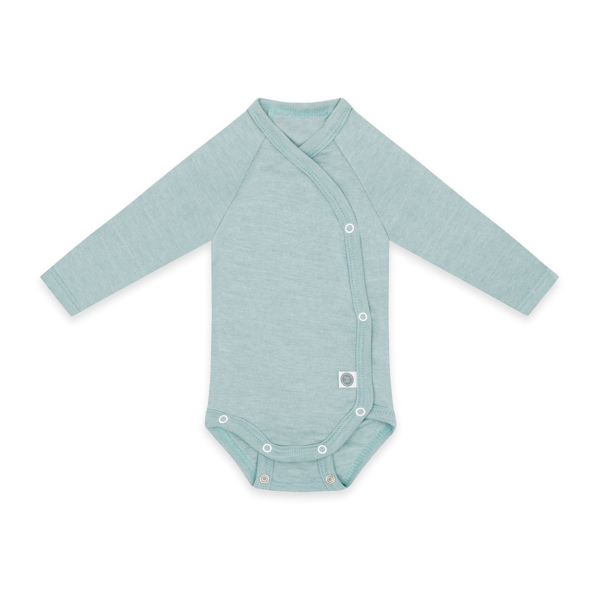 Merinowolle Langarm-Wickelbody | Essential Mint