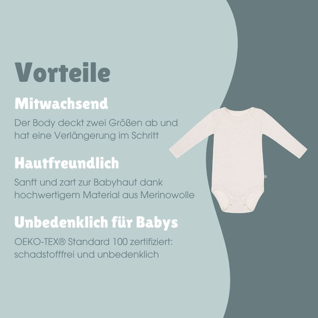 Merinowolle Langarm-Body | Essential Beige