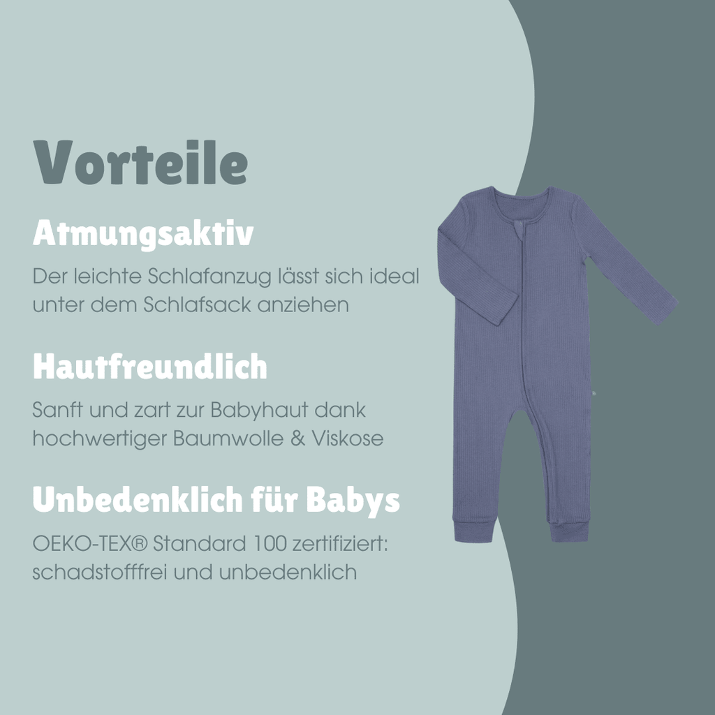 Schlafanzug mit Bündchen | Essential Blau