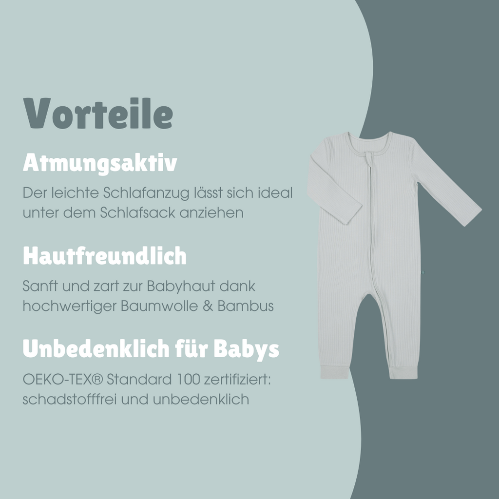 Schlafanzug mit Bündchen | Essential Grau