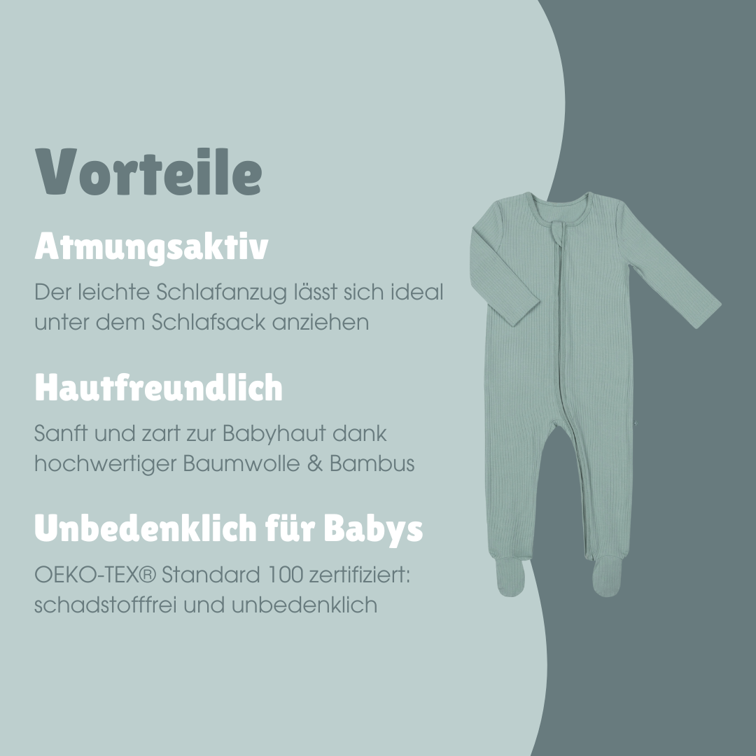 Schlafanzug mit Füßen | Essential Mint