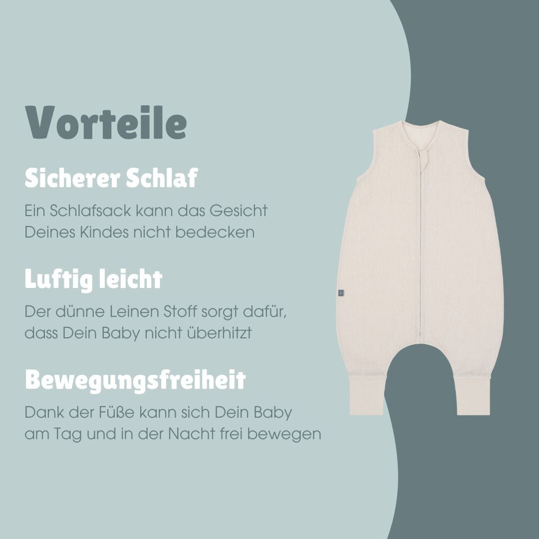 Leinen Schlafsack mit Füßen 0.5 TOG | Essential Beige