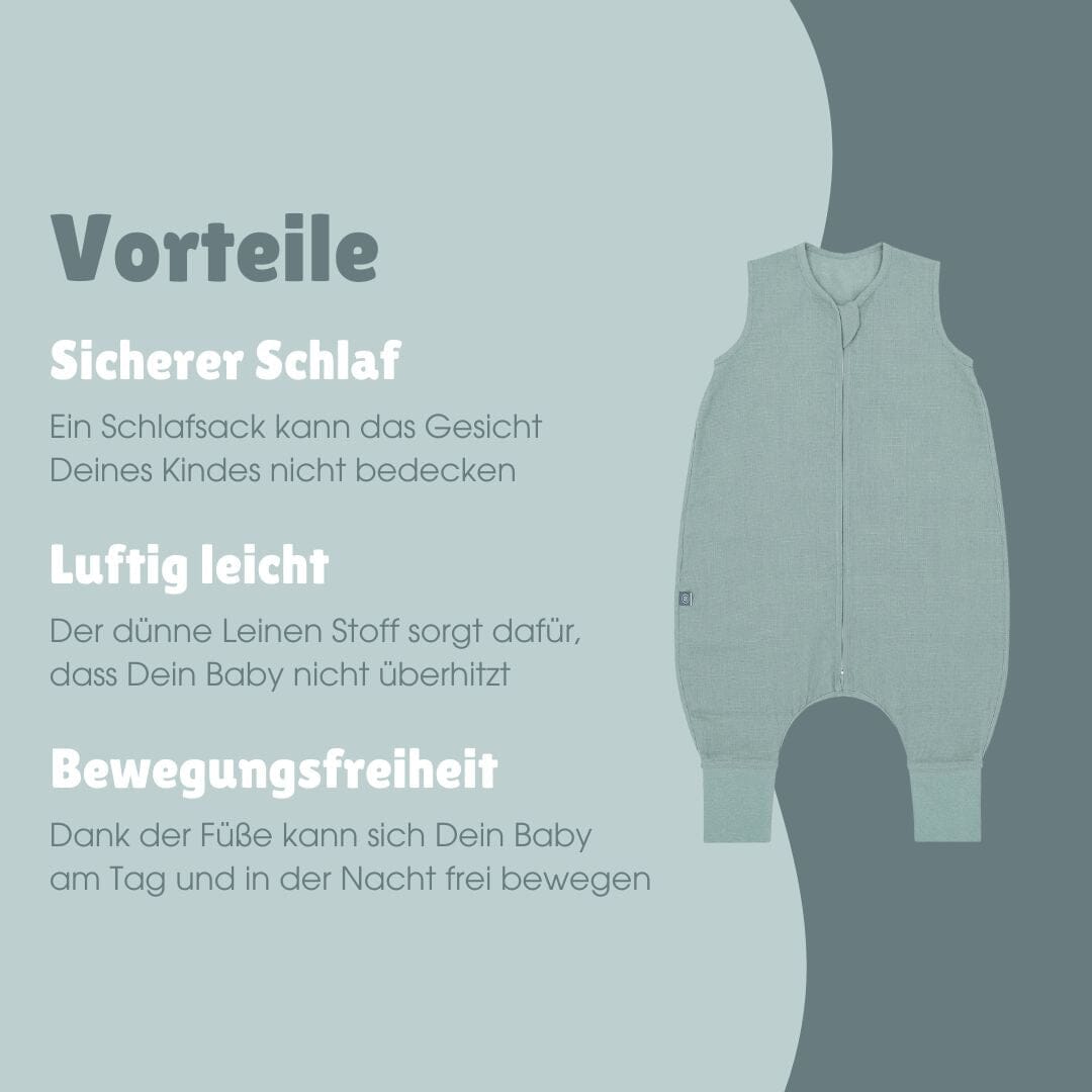 Leinen Schlafsack mit Füßen 0.5 TOG | Essential Mint