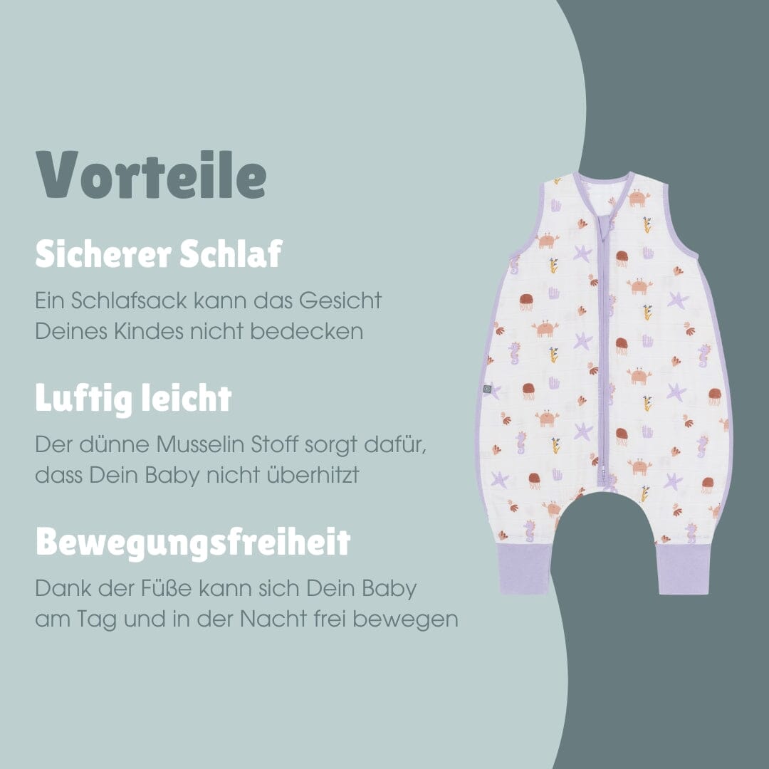 Musselin Schlafsack mit Füßen 0.5 TOG | Community Design Unterwasser