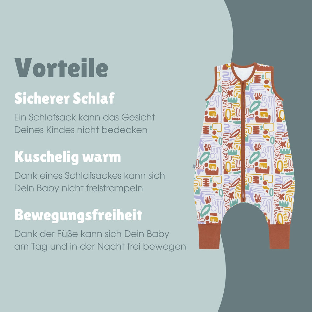 Schlafsack mit Füßen 1.0 TOG | Bunte Formen