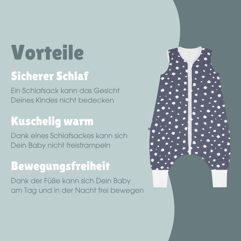 Schlafsack mit Füßen 1.0 TOG | Punkte Blau