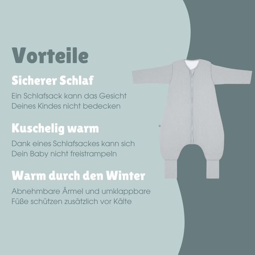 Schlafsack mit Umschlag-Fuß und Ärmel 3.5 TOG | Essential Grau