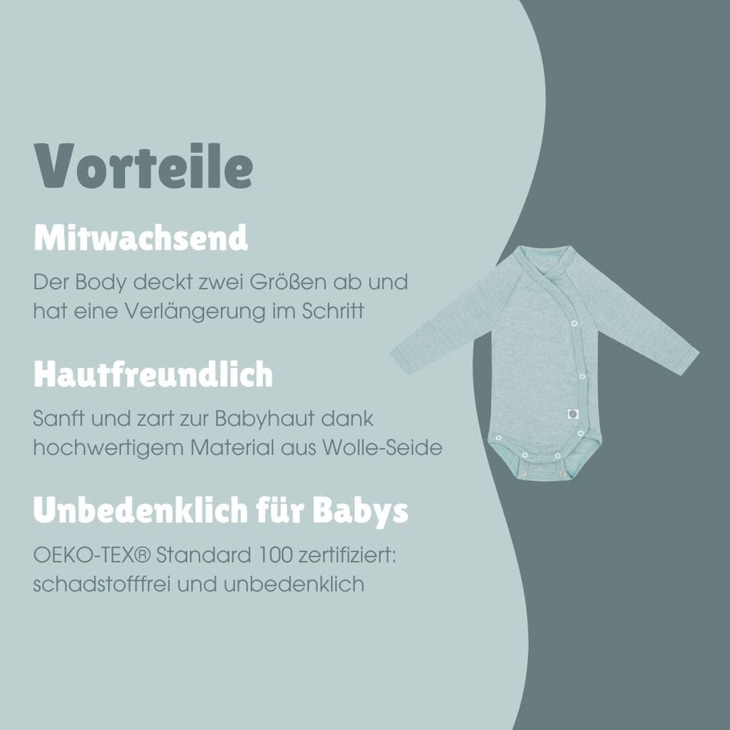 Merinowolle Langarm-Wickelbody | Essential Mint