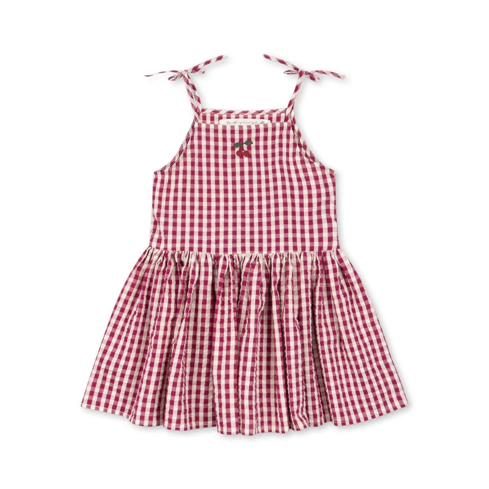 Isotta Trägerkleid Raspberry Check