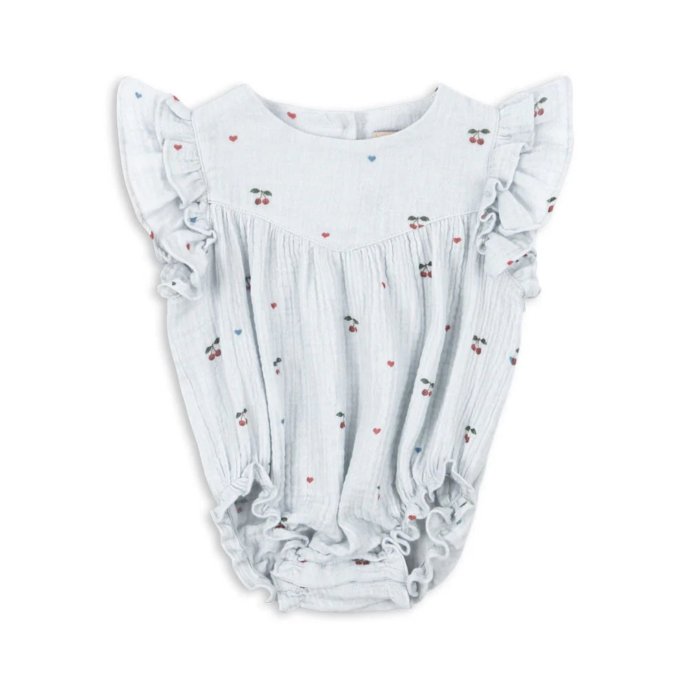 Coco Romper Cherry Blue Coeur