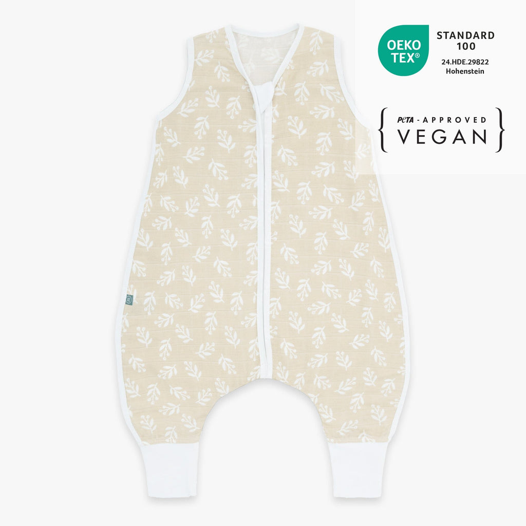 Musselin Schlafsack mit Füßen 0.5 TOG | Floral Sand
