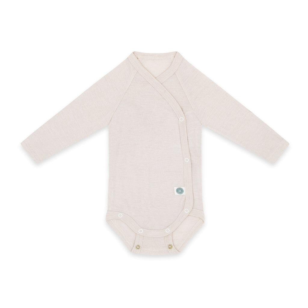 Merinowolle Langarm-Wickelbody | Essential Beige