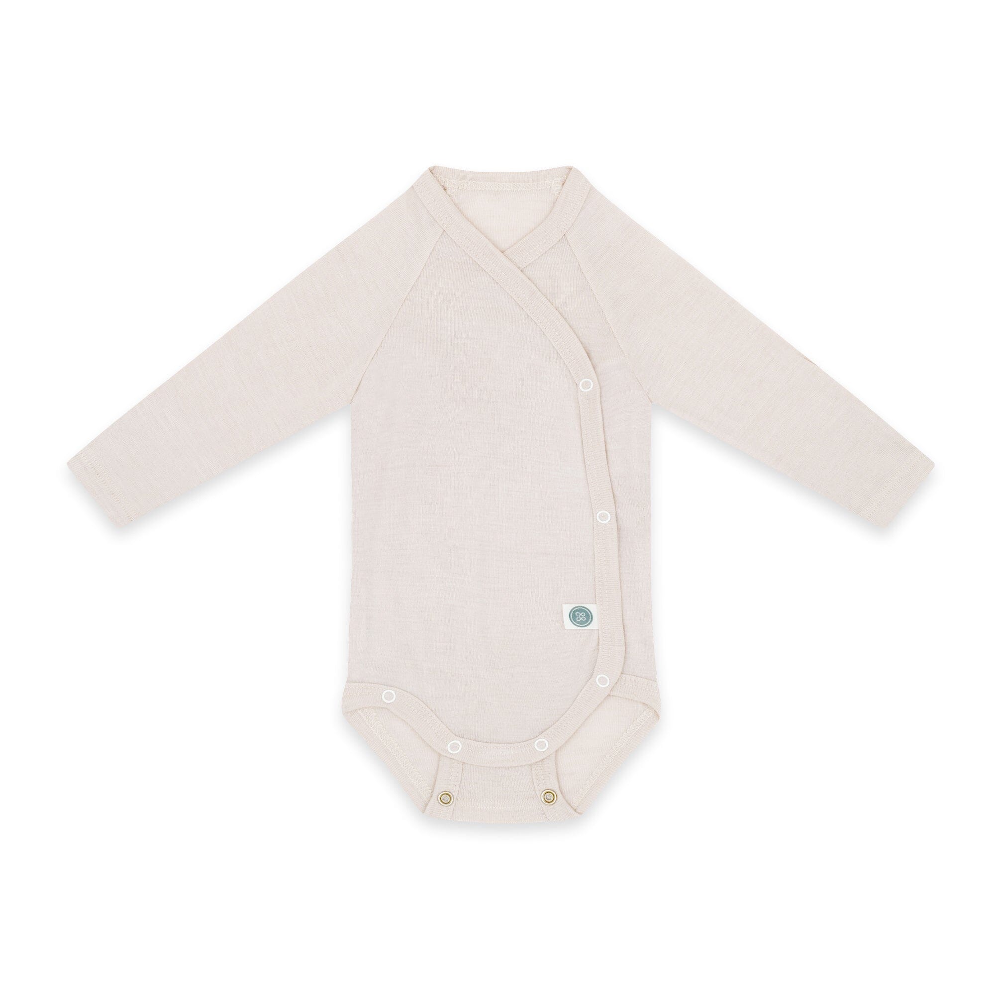 Merinowolle Langarm-Wickelbody | Essential Beige