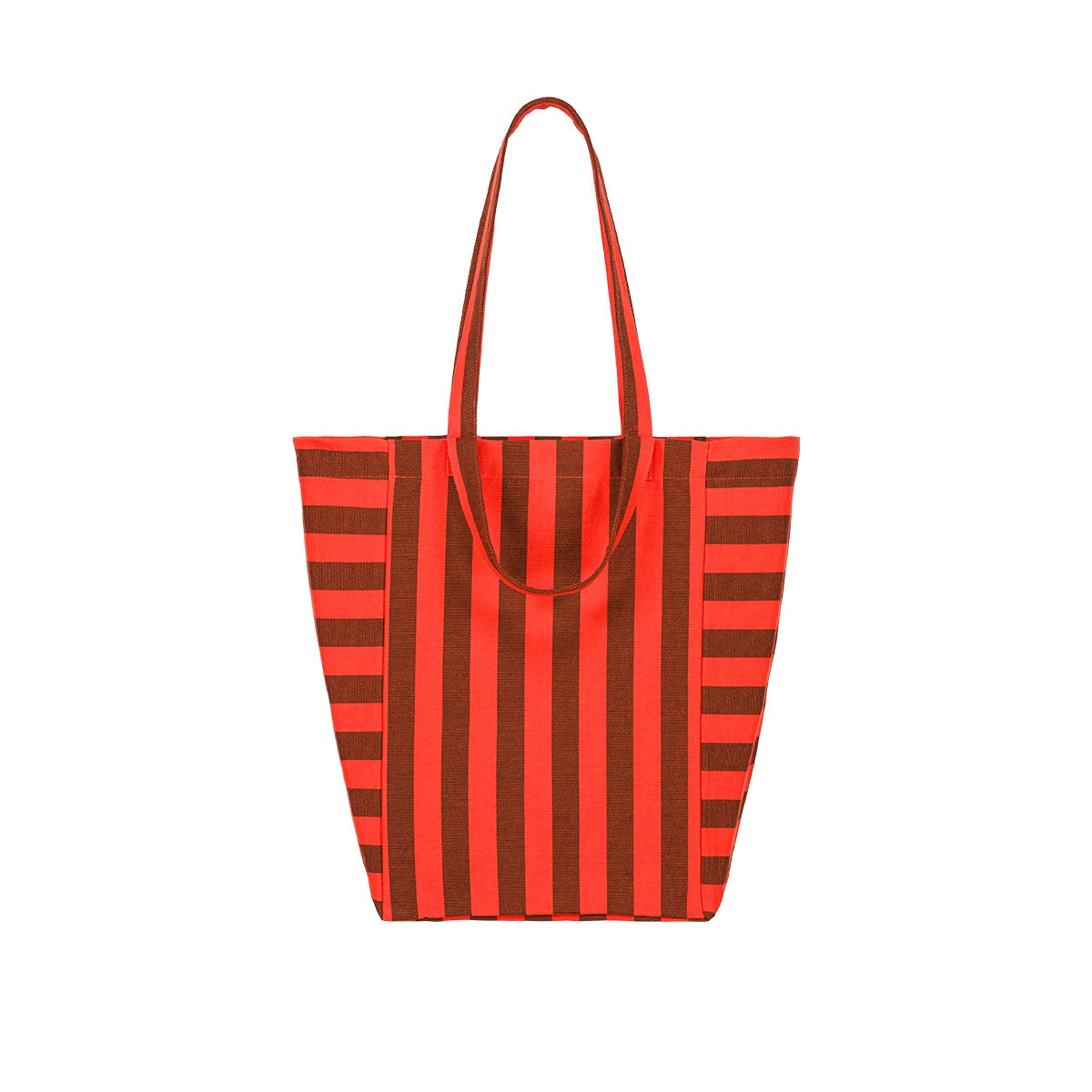 Tote Bag Elisa "Stripes Brown / Tomato"